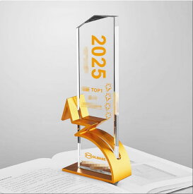 25*10cm 【文字刻印無料】クリスタルトロフィー カスタマイズ アイデア ゴールド シルバー どうしょく メダル枚 企業賞 表彰台 表彰 表彰品 社内表彰 名入れ クリスタル 卒業記念品 卒業 記念品 優勝トロフィー クリスタル