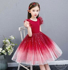 【送料無料】フォーマル 結婚式 子ども ドレス 女の子 発表会 ピアノ キッズドレス グラデーション 可愛い おしゃれ ミニ 膝丈