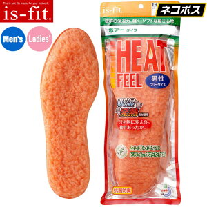 ★ネコポス配送専用★ 抜群の保温力!汗を熱に変え靴中ポッカポカ! is-fit ヒートフィール 吸湿発熱 ボアタイプ インソール インソール 中敷き 防寒インソール 男性女性用 rev