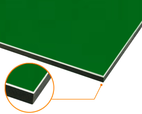 カルプボード/スーパーボード黒15t 片面貼り合せ 面材 アルミ複合板緑 3mm 910X1820mmのサムネイル