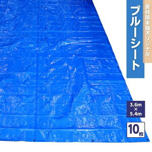 【最短翌日お届け】 ブルーシート 3.6×5.4 10枚セット #3000 / 3.6m×5.4m 厚手 防水 カラー 雨除け 雨よけ シート 防水シート カバー 野外 ほこり アルミハトメ付き はとめ 耐久性 長持ち 農水産業