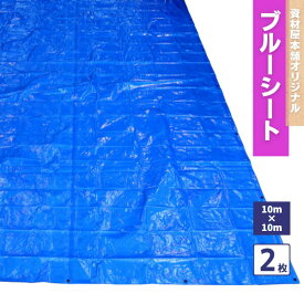 【最短翌日お届け】 ブルーシート 10×10 2枚 #3000 / 10m×10m 厚手 防水 カラー 雨除け 雨よけ シート 防水シート カバー 野外 ほこり アルミハトメ付き はとめ 耐久性 長持ち 農水産業 多用途 サイズ 10m ※ ロール ではありません
