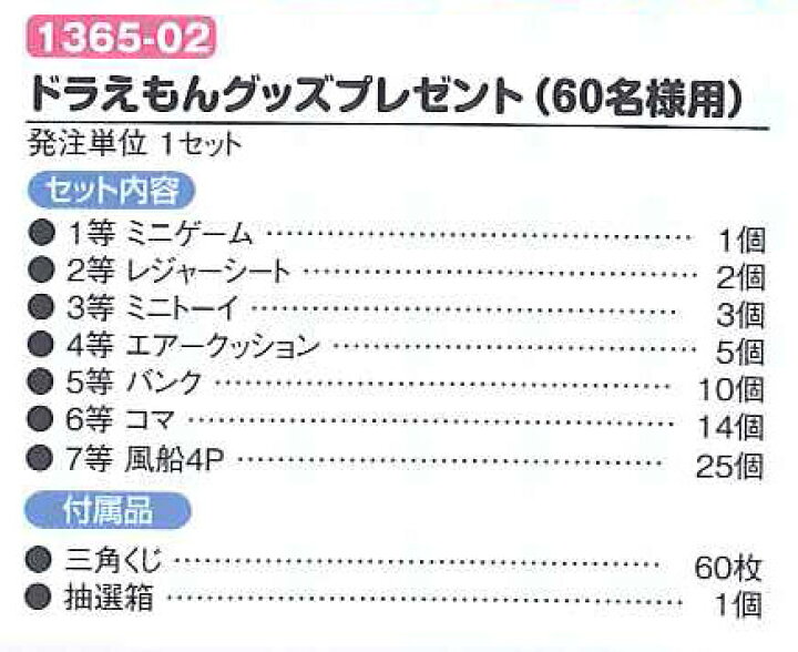 楽天市場 ドラえもんグッズプレゼント 60名様用 Fp 105cm イベント 子ども会 オモチャ おもちゃ 景品 プレゼントパーティ 出し物 催し ドラえもん 屋台 くじ引き 縁日 出店 キャラクター 資材屋さん 楽天市場店