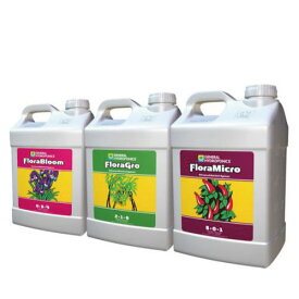 水耕栽培の液体肥料 GH Flora フローラ 9.46L 3本セット Hydroponic Nutrients 液体肥料