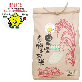 2023年度産 熊本県産 無農薬 ピロール米 白米 にこまる（3kg）【上村夢農園】