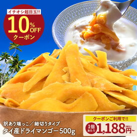 ≪6/4 20時〜全品対象500円OFF★まとめ買いクーポン≫タイ産マンゴー 500g ドライ マンゴー タイ産 ドライマンゴー 砂糖控えめ お試し 端っこ 不揃い スイーツ ドライフルーツ マンゴー 送料無料 保存食 非常食 訳あり 細切りタイプ スティック状 ダイエット 数量限定