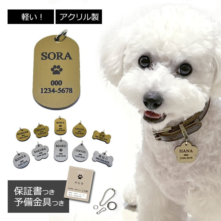 楽天市場】迷子札 軽量 アクリル 軽い 犬 猫 おしゃれ ネームタグ 