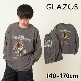 グラソス(GLAZOS)ビンテージ加工プリント長袖Tシャツ 子供服 男の子 キッズ ジュニア 130cm 140cm 150cm 160cm 170cm 小学生 中学生 グラゾス 長袖 Tシャツ ロンT おしゃれ トップス