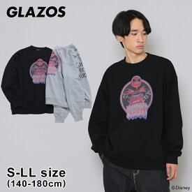 グラソス(GLAZOS)【ナイトメアー・ビフォア・クリスマス】ジャック/カスレプリントトレーナー 子供服 男の子 キッズ ジュニア 140cm 150cm 160cm 170cm 180cm 小学生 中学生 高校生 グラゾス 長袖 スウェット おしゃれ ストリート トップス ディズニー DISNEY