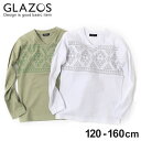 【GLAZOS】ネイティブプリントVネック長袖Tシャツ 子供服 男の子 カジュアル アメカジ キッズ ジュニア プチプラ トップス ロンT 120cm 130c...
