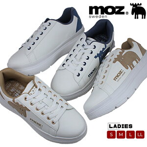 スニーカー 厚底 レディース モズ MOZ ホワイト ブルー ベージュ 運動靴 カジュアル シューズ ランニング 4777 【レディース】