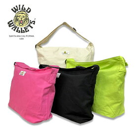 ショルダーバッグ WILD WALLETS キャンバスバッグ 大きめバッグ コットンキャンバス 鞄 旅行 ファッション アウトドア ブランド レディース 女性用 ブラック ピンク オフホワイト ライム