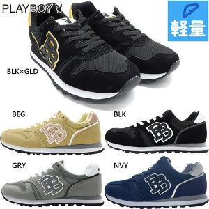 プレイボーイ レディース スニーカー 靴 シューズ ローカット 紐靴 カジュアル レトロ クラシック ベーシック ロゴ 軽量 ブラック 黒 グレー ネイビー ベージュ 灰色 送料無料 PLAYBOY PB1137