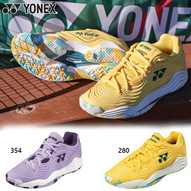 ヨネックス レディース パワークッションフュージョンレブ5LAC テニス 靴 シューズ 競技 ローカット オールコート用 イエロー パープル 黄色 紫 送料無料 YONEX SHTF5LAC