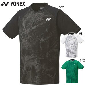 メール便 ヨネックス メンズ レディース ユニゲームシャツ(フィットスタイル) バドミントン ウェア 競技 トップス 半袖 吸汗速乾 制電 UVカット ホワイト 白 ブラック 黒 グリーン 緑 送料無