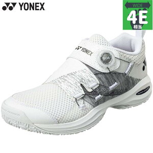 4E 幅広 ワイド ヨネックス メンズ レディース パワークッションコンフォート ワイド ダイヤル5 GC テニス 靴 シューズ 競技 クレー 砂入り人工芝 ホワイト 白 送料無料 YONEX SHTCWD5G