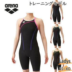 メール便 アリーナ レディース トレーニングワンピーススパッツ(オープンバック・ハーフレッグ) 水泳 競技 ウェア 水着 ブラック 黒 送料無料 arena SAR-4101W