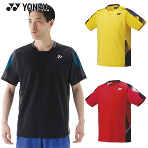 ヨネックス メンズ レディース ユニゲームシャツ(フィットスタイル) バドミントン ウェア 競技 半袖 ベリークール 吸汗速乾 UVカット 制電 日本製 ブラック 黒 レッド 赤 イエロー 黄色 送料