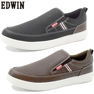 エドウィン メンズ スニーカー 靴 シューズ スリッポン ローカット カジュアル シンプル 普段履き お出かけ 旅行 超軽量 歩きやすい ブラック 黒 ブラウン 茶色 送料無料 EDWIN EDW-7050