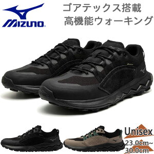 3E相当 幅広 ワイド ミズノ メンズ レディース ウエーブヌーGTX 靴 シューズ ウォーキング 旅行 アウトドア ゴアテックス 防水 ローカット ブラック 黒 ブラウン 茶色 送料無料 Mizuno B1GA2502