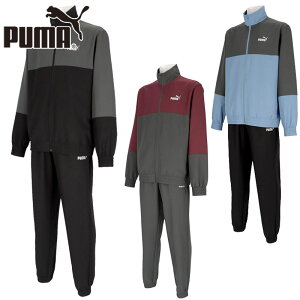 上下セット プーマ メンズ メンズ ウーブン カラーブロック トラックスーツ 上下セット アパレル 軽量 セットアップ 長袖 長ズボン フィットネス 送料無料 PUMA 691019