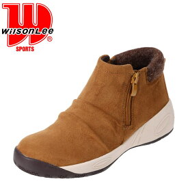 ウィルソンリー Wilson Lee WL-14022 レディース靴 靴 シューズ 3E相当 ブーツ ショートブーツ 軽量 軽い 防水 滑りにくい 雨の日 サイドジッパー キャメルスエード
