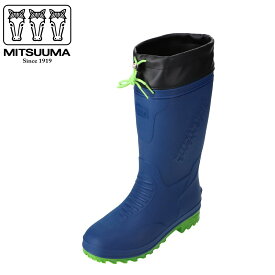 ミツウマ MITSUUMA MRB-1046 メンズ靴 靴 シューズ 3E相当 レインブーツ カバー付き ドローコード 長靴 長ぐつ 大きいサイズ対応 ネイビー