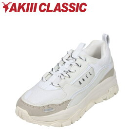 アキクラシック AKIII CLASSIC AKC0003-WHG レディース靴 靴 シューズ 3E相当 スニーカー 厚底 ボリュームソール トラッカー ダッドシューズ 美脚 大きいサイズ対応 ホワイト×グレー