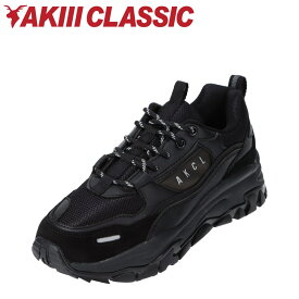 【全品P10倍！24日&25日20:00～4H限定】アキクラシック AKIII CLASSIC AKC0003-BLK レディース靴 靴 シューズ 3E相当 スニーカー 厚底 ボリュームソール トラッカー ダッドシューズ 美脚 大きいサイズ対応 ブラック