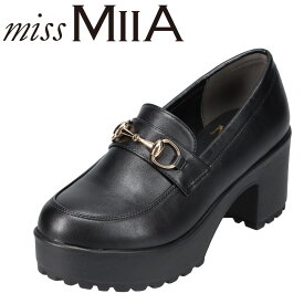 ミスミーア miss MIIA MA3712 レディース靴 靴 シューズ 2E相当 ローファー 厚底 ボリューム マニッシュ メンズライク ラウンドトゥ ブラック