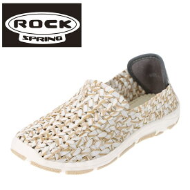 ロックスプリング ROCK SPRING RS-167 レディース靴 靴 シューズ 2E相当 カジュアルシューズ スリッポン クロッグシューズ 屈曲性 2WAY 2ウェイ ホワイト×ベージュ