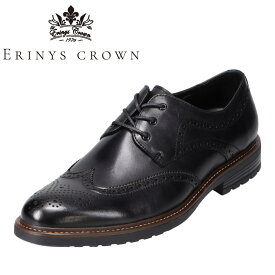 【全品P10倍！4日&5日20:00～4H限定】エリニュス・クラウン ERINYS CROWN ER-0333 メンズ靴 靴 シューズ 3E相当 ビジネスシューズ ウイングチップ 屈曲性 柔らかい 本革 レザー ブラック