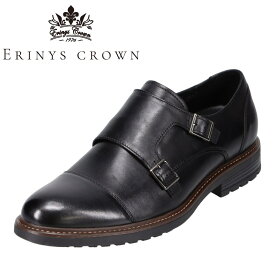 エリニュス・クラウン ERINYS CROWN ER-0332 メンズ靴 靴 シューズ 3E相当 ビジネスシューズ モンクストラップ ダブルモンク 屈曲性 柔らかい 本革 レザー ブラック