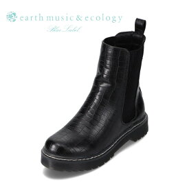 アースミュージックアンドエコロジー earth music&ecology EM-856 レディース靴 靴 シューズ 3E相当 ショートブーツ サイドゴアブーツ ミドル丈ブーツ ボリューム底 リブ 履きやすい 安定感 人気 ブランド おしゃれ ブラック×コンビ