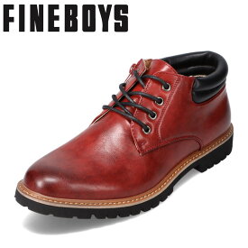 ファインボーイズ FINE BOYS FB1109 メンズ靴 靴 シューズ 3E相当 ショートブーツ ミッドカット ハイカット 防水 雨の日 晴雨兼用 メンズブーツ ワークブーツ カジュアル レッド