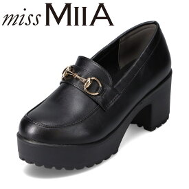 ミスミーア miss MIIA MA3712B レディース靴 靴 シューズ 2E相当 厚底 ビットローファー タンクソール ラギットソール 太めヒール 歩きやすい マニッシュシューズ おしゃれ ブラック