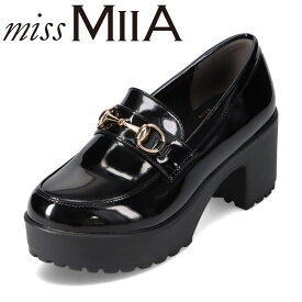 ミスミーア miss MIIA MA3712B レディース靴 靴 シューズ 2E相当 厚底 ビットローファー タンクソール ラギットソール 太めヒール 歩きやすい マニッシュシューズ おしゃれ ブラック×エナメル