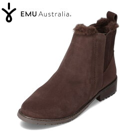 エミュー EMU W11292 レディース靴 靴 シューズ 2E相当 ショートブーツ サイドゴア ファー ボア 防水 晴雨兼用 雪道 雪 防寒 暖かい 冬靴 レインシューズ レインブーツ 人気 ブランド ダークブラウン