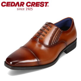 【楽天スーパーSALE★最大50％OFF】セダークレスト CEDAR CREST CC-1341 メンズ靴 靴 シューズ 4E相当 ビジネスシューズ 内羽根 ストレートチップ 幅広 撥水 防滑 防汚 歩きやすい 痛くない サイドゴア 脱ぎ履きしやすい 仕事 ライトブラウン