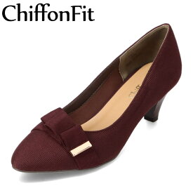 【全品P10倍！24日&25日20:00～4H限定】シフォンフィット ChiffonFit CF-5032 レディース靴 靴 シューズ E相当 アーモンドトゥ パンプス リボンパンプス ローヒール 歩きやすい 疲れにくい オフィス 通勤 仕事 パーティ エレガント フェミニン 秋 冬 ワイン