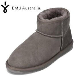 エミュー EMU W10937 レディース靴 靴 シューズ 2E相当 ムートンブーツ ショートブーツ シープスキン ファー ボア 防寒 暖かい 冬靴 ミニ丈 人気 ブランド チャコール