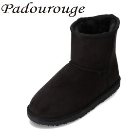 パドリュージュ Padourouge PD-613 レディース靴 靴 シューズ 2E相当 撥水ムートン風ブーツ ショートブーツ 防水 雨の日 晴雨兼用 防寒 あったか ボア ふわふわ 定番 人気 ブラック