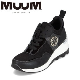 ムーム MUUM MU2101 レディース靴 靴 シューズ 2E相当 ローカットスニーカー 低反発 クッション メタルパーツ キレイめ 歩きやすい ブラック