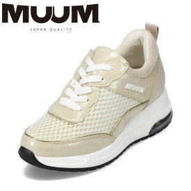 ムーム MUUM MU2477 レディース靴 靴 シューズ 2E相当 ローカットスニーカー インヒール エアソール 低反発 クッション スポーティ 脚長効果 キレイめ 歩きやすい ベージュ