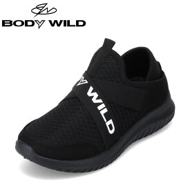 【全品P10倍！24日&25日20:00～4H限定】ボディワイルド BODY WILD BWL5477 レディース靴 靴 シューズ 3E相当 スニーカー スリッポン 2WAY かかとが踏める 履きやすい 脱ぎやすい ゴムバンド アウトドア キャンプ 人気 ブランド ブラック