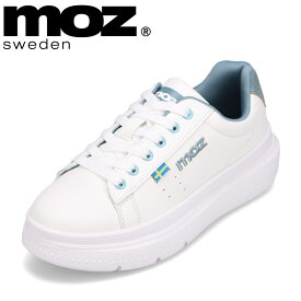 モズ スウェーデン MOZ sweden MOZ-1156 レディース靴 靴 シューズ 2E相当 スニーカー コートスニーカー 厚底 ボリュームソール ローカットスニーカー ロゴ 人気 ブランド ブルー