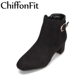 シフォンフィット ChiffonFit CF-5095 レディース 靴 シューズ 3E相当 ショートブーツ ゴールド バックル 上品 エレガント 人気 ブランド ブラック