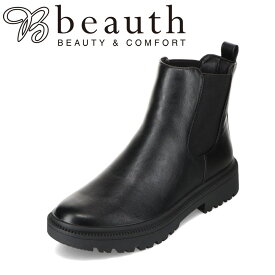 ビュース beauth BT-317 レディース靴 靴 シューズ 3E相当 ショートブーツ 防水ブーツ サイドゴア シンプル 晴雨兼用 シンプル 定番 ブラック