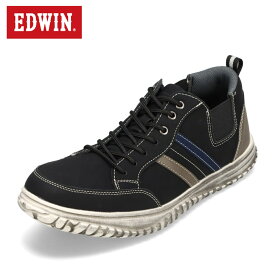 エドウィン EDWIN EDM-635 メンズ靴 靴 シューズ 4E相当 防水 カジュアルシューズ ローカットスニーカー 晴雨兼用 サイドゴム 履きやすい ヴィンテージ加工 シンプル ブラック