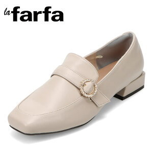 ラファーファ la farfa LF-127 レディース靴 靴 シューズ 4E ローファー フラット シューズ パンプス ビジュー バックル スクエアトゥ エレガント マニッシュ アイボリー